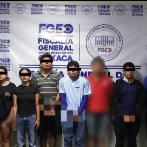 Los integrantes de 'Los Cromos' detenidos. Foto: Fiscalía de Oaxaca